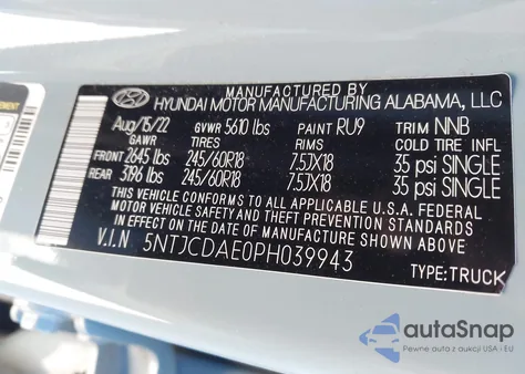 2023 Hyundai Santa Cruz Sel from USA, damaged, VIN 5NTJCDAE0PH039943